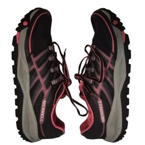 Merrell Allout Rush Trail Running Shoe Pink Black Traction Sole sz 8.5